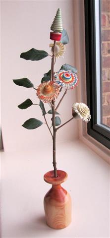 Stuart's bud vase with turned flowers